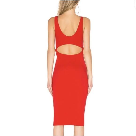 LOVERS and FRIENDS Ribbed Red Cut Out Body-Con MARTA Cut Out Dress Sz SML - Picture 5 of 12